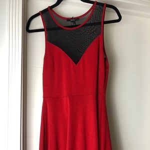Sexy Red Dress with Mesh Cutout